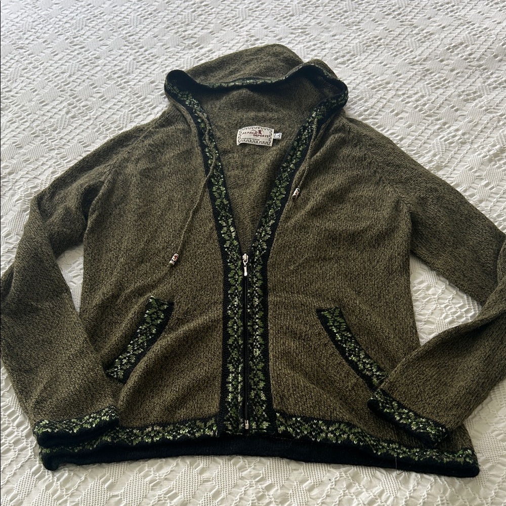 Alpaca Imports Olive Green Knit Cardigan